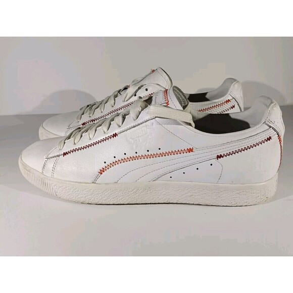 Puma Other - Puma Shoes Clyde Zigzag Men's Size 12 White Leather Lace Up Sneakers